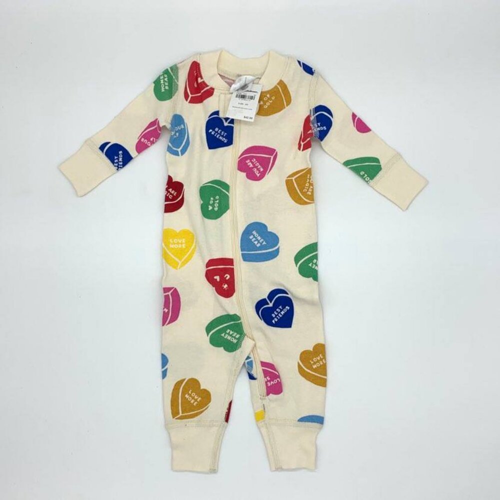 Hanna Andersson Candy Heart Messages Valentine's Day Sleeper Pajamas NWT Size 50